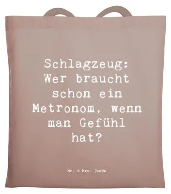 Produktbild von Mr. & Mrs. Panda Einkaufstasche Spruch Schlagzeug Gefühl - Braun Pastell - Geschenk, Musik, Tasche, Beats, Präsenz, Tote Bag, Schlagzeuger, Band, Musikinstrumente, Lernen
