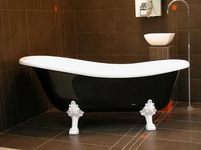 Produktbild von Freistehende Luxus Badewanne Jugendstil Roma 147 x 71 x 72,5 cm Schwarz/Weiß/Weiß - Barock Antik Badezimmer