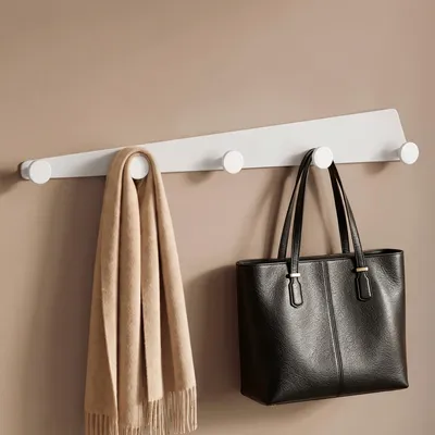 Image de doporro Patère Murale de 5 Crochets, Porte Manteau Mural, Blanc en Alliage d'Aluminium, Adhésif ou avec Perçage, pour Porte Entrée Cuisine Salle de Bain, Stalo-18