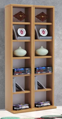 Produktbild von VCM Holz CD DVD Stand Regal | CD Regal mit Platz für 204 CDs oder 72 DVDs oder 40-Videos | Maße: H. 92 x B. 42 x T. 20 cm | Elegantes CD/DVD Regal | Blu ray Regal - Milano