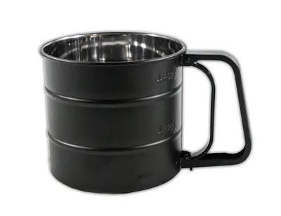 Produktbild von MEHLSIEB Einhand Ø10cm Schwarz Edelstahl Puderzuckerstreuer Puderzuckersieb Mehl Puderzucker Sieb 86