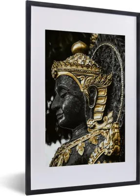 Produktbild von MuchoWow® MuchoWow® Gerahmtes Poster Buddha - Gesicht - Gold 40x60 cm - Poster mit zchwarzem Bilderrahmen - Poster in Rahmen