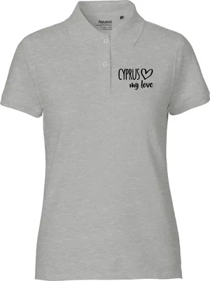 Produktbild von Huuraa Damen Polo Shirt Cyprus my love L Sport Grey Bio Baumwolle Fairtrade Poloshirt Geschenkidee