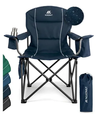 Image de Chaise de camping pliante - Capacité 200 kg - Avec glacière et porte-gobelet - Vert