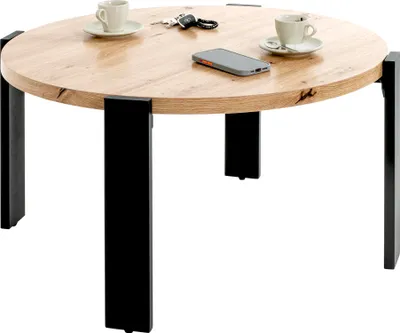 Produktbild von HAKU Couchtisch Eiche hell, schwarz  - MDF, Metall, B/H/T: 75x42x75 cm