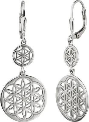 Produktbild von Ohrhänger runde Boutons mit Ornament-Muster aus 925 Silber Ohrringe Brisur