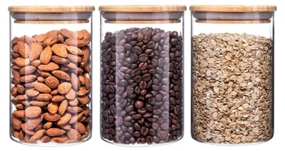 Vorratsgläser mit Bambusdeckel, 3er-Set, 900 ml, luftdicht