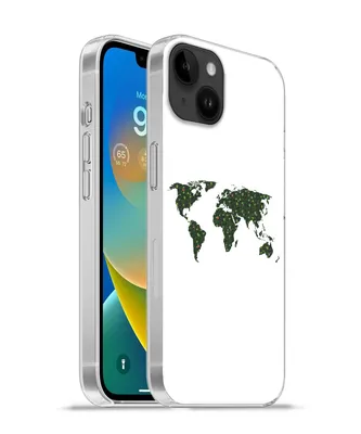 Produktbild von MuchoWow® Handyhülle Schutzhülle Hülle für Apple iPhone 14 Plus - Soft case Weltkarte - Grün - Blätter Silikon Softcase Handy Hülle - Abbildung
