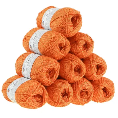 500g Strickgarn Linen Fun Mischgarn Häkelgarn Strick-Garn orange