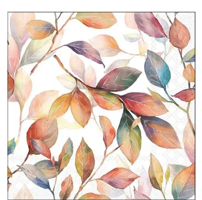 Produktbild von Herbst Servietten Cocktail Herbstblätter an Zweigen 25x25 cm 3lagig 20 Stück