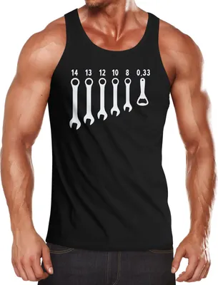 Produktbild von Herren Tanktop Bieröffner Flaschenöffner Schraubenschlüssel Muskelshirt Achselshirt Moonworks® schwarz S