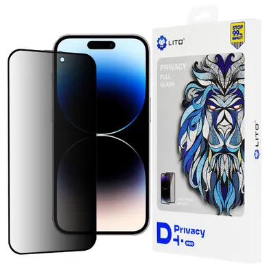 Obrázek produktu pro Lito D+ Pro Privacy tvrzené sklo pro iPhone 14 Pro – černé (s ochranou soukromí)