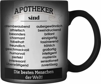 Produktbild von Trendation - Apotheker Farbwechsel Zauber-Tasse Geschenk Karabiner Farbwechsel Zauber-Tasse Edelstahl Karabiner Farbwechsel Zauber-Tasse Edelstahl Bester Apotheker Pharmazeut Arzneikundiger Spruch Lustiger Spruch (Schwarz)
