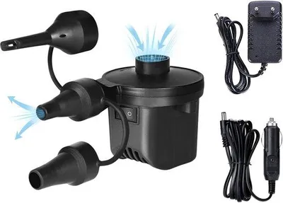 Obrázek produktu pro Elektrická mini nafukovací pumpa se 3 tryskami a rychlým nafukováním, 5200 mAh, dobíjecí baterie, pro bazény, nafukovací matrace, dětské koupací kabiny, černá