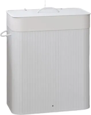 Obrázok produktu pre XXL kôš na prádlo – bambus – 100 litrov – odnímateľný vreckový vak z bavlny – 52 x 63 x 32 cm