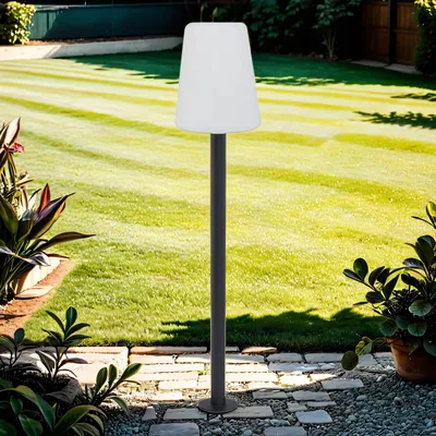 Produktbild von Stehlampe außen 128 cm klein IP44 Grau Weiß E27 Außenlampe Terrasse Wegeleuchte Garten
