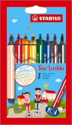 Obrázek produktu pro Pružinové trojhranné pero - STABILO Trio Scribbi - balení 8 kusů - 8 různých barev
