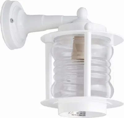 Produktbild von Wandlampe außen Echt-Messing Glas E27 IP23 H: 24 cm Weiß Maritim Außenwandleuchte