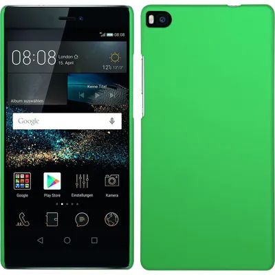 Produktbild von PhoneNatic Case kompatibel mit Huawei P8 - Hülle grün gummiert Hard-case + 2 Schutzfolien
