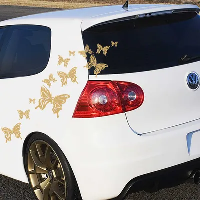 Produktbild von Aufkleber - 14-teiliger "Butterfly" Autoaufkleber-Bogen 60cm x 30cm gold - Tuning Carystyling Heckscheibe Auto