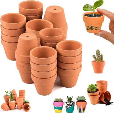 Obrázok produktu pre Terakotové kvetináče 3.5 x 3 cm, 24 kusov, s odtokovým otvorom, pre interiér