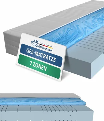 Produktbild von AM Qualitätsmatratzen | Gelschaum-Matratze 100x200 cm | H2 | Hochwertige Matratze mit 4 cm Gelschaum-Auflage | 20 cm Höhe | Germany | 100 x 200 cm