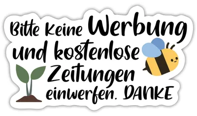 Produktbild von Spreadshirt Bitte Keine Werbung Einwerfen Briefkasten Sticker Aufkleber, 10 x 10 cm, Mattweiß