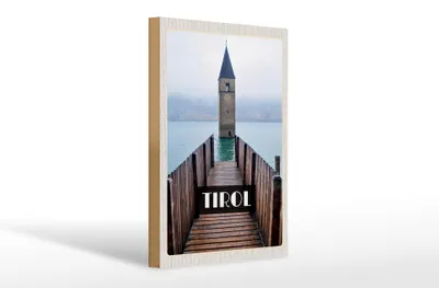 Produktbild von Holzschild Reise 20x30cm Tirol Österreich Kirchenturm