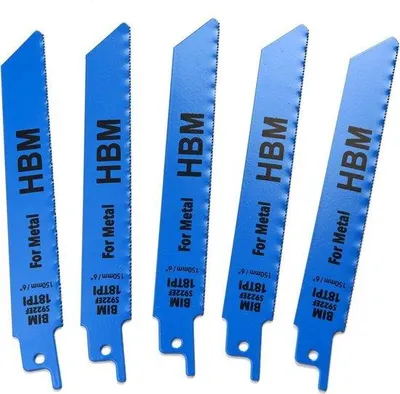 Image de Jeu de 5 lames de scie de 150 mm, avec 18 dents par pouce, pour découpe de métaux