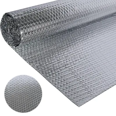 Produktbild von Heizkörperfolie Heizkörperreflektor Isolierfolie - Aluminium - 60 cm x 3 m - Mit Blasenfolie - Selbstklebende Pads