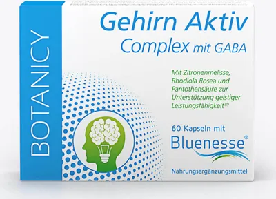 Produktbild von GEHIRN AKTIV Complex, natürlicher Komplex mit GABA, Grüner-Tee, Rhodiola-Rosea, Guarana-Frucht & B-Vitaminen - Nahrungsergänzungsmittel vegan