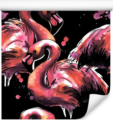 Produktbild von 10m VLIES TAPETE Rolle FLAMINGOS Aquarell abstrakte Vögel Wohnzimmer 6461