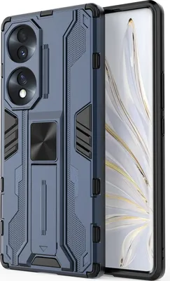 Produktbild von Honor 70 Hülle, Dual Layer PC TPU Bumper Stoßfest Ständer Schutzhülle für Honor 70 Blau