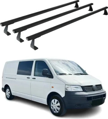 Image de Barres de toit transversales pour VW T5 Caravelle 2003-2015 Aluminium Noir 3Pcs