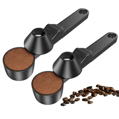 Produktbild von 2pcs Kaffeelöffel mit Tamper, 2-in-1 Kaffeemaßlöffel & Stampfer, zum Dosieren von Kaffeebohnen, Kaffeepulver, Tee & Zucker
