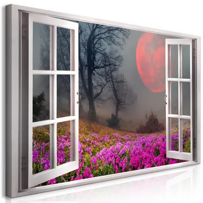 Produktbild von Wandbild Mega XXXL Fensterblick 250x125 cm Einteiliger XXL-Format Kunstdruck zur Selbstmontage Leinwandbilder moderne Bilder DIY Wanddekoration Wohnung Deko Landschaft Natur c-C-0407-ak-e