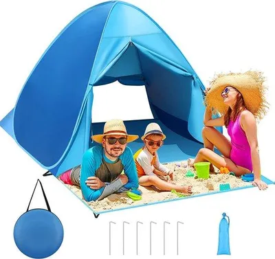 Produktbild von Famanu Pop-up Strandzelt UPF 50+ für 2-3 Erwachsene - tragbares Sonnenschutz-Zelt