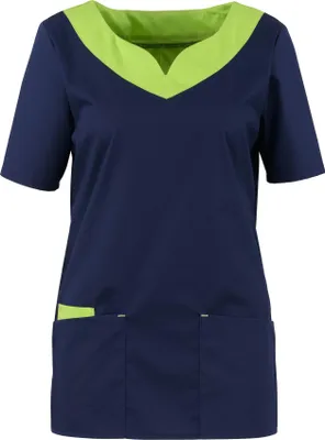 Produktbild von beb MEDIZIN/PFLEGE Damen KASACK Kurzarm Stretch Marine/Apfel XL