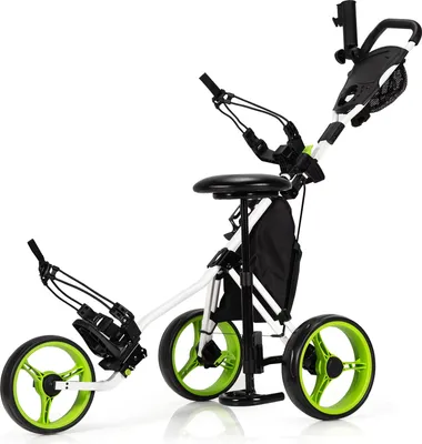 Obrázok produktu pre Golfový vozík COSTWAY 3 kolieska, skladací, golfový vozík s držiakom na golfový skóre a držiakom na pohár zelený
