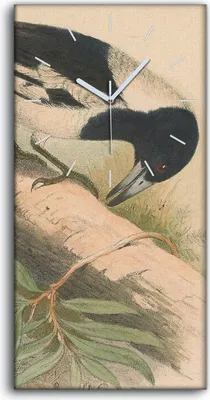 Produktbild von Küche Wohnzimmer Wand Leinwand Uhr 30x60 Vögel Wild Tiere Zeichnung Kunst - weiße Hände