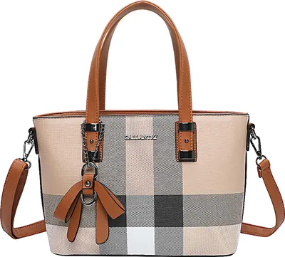 Produktbild von Gallantry, Mini-Shopper Damen kariert mit Schulterriemen, Braun / Beige