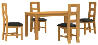 Produktbild von vidaXL Essgruppe 5 stk. Schwarz Massivholz Eiche