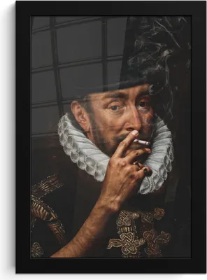 Produktbild von MuchoWow® MuchoWow® Gerahmtes Poster Wilhelm von Oranien - Adriaen Thomasz - Zigaretten 20x30 cm - Poster mit zchwarzem Bilderrahmen - Drucken - Bilder Poster im Rahmen
