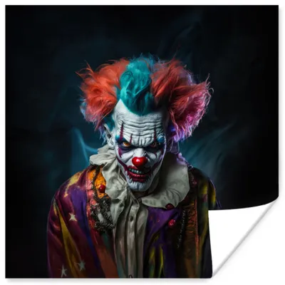 Produktbild von MuchoWow® Poster Clown - Make-up - Kostüm - Porträt - Horror 75x75 cm - Wand Dekoration