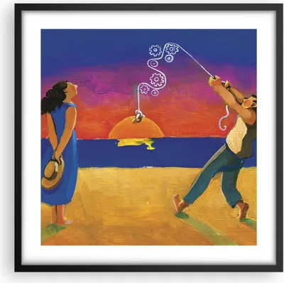 Produktbild von Gerahmtes Poster - Schwarzer Rahmen - Symbol Liebe Surrealismus - 50x50 cm - Wand Bild - Wanddeko - Wandbilder - Kunstposter - Wandposter - Bilderrahmen - Bilder - Kunstdruck - P2BAC50x50-4411
