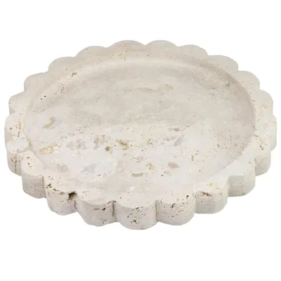 Produktbild von Rundes Dekotablett aus Travertin, Naturstein, elegant, naturbeige