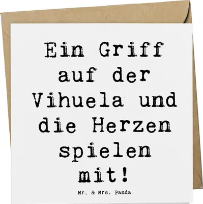 Produktbild von Mr. & Mrs. Panda Klappkarte Spruch Vihuela Herzklang - Weiß - Geschenk, Instrument lernen, Grußkarte, Saiteninstrument, Musik, Musikinstrument, anlasskarte, doppelkarte