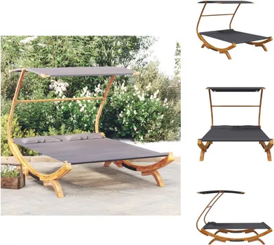 Produktbild von vidaXL Loungebett mit Dach 165x203x138 cm Bugholz Massiv Anthrazit -  Gartenbetten