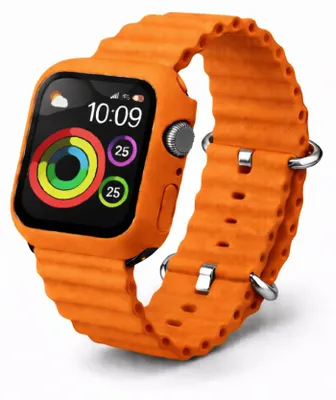 Produktbild von Apple Watch Silikon Ocean Sport Armband + Case Hülle Serie 1-9 - 9# Orange, Apple Watch 45mm
