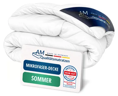 Produktbild von Premium Sommer Mikrofaserdecke | Sommerdecke 200x200 cm | Sensofill Mikrofaser | Atmungsaktiv & pflegeleicht | 100% atmungsaktiver Mikrofaser
